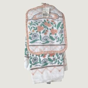 Mervyns Le Jardin Vintage Kitchen Towel Pot Holder Set‎ Floral Cottagecore Retro
